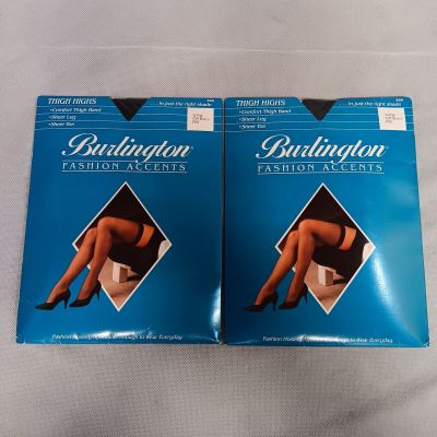 Burlington Thigh High Stockings 2 New in Pkg Long Off Black